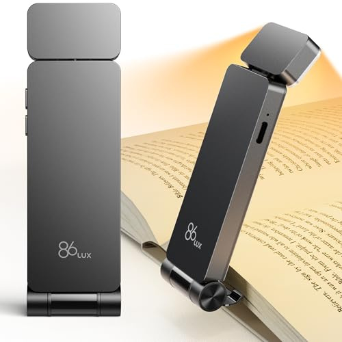 86lux Book Light, Rechargeable Reading Lights for Books in Bed