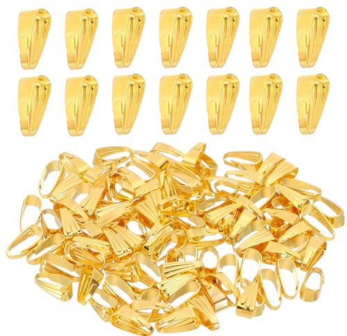 PATIKIL 8.5x3.5mm Snap Bail Hook Pinch, 200Pcs Alloy Pendant Charm Clasp Connectors Bail for Necklace Jewelry Making Bracelet Dangle DIY Crafts, Gold Tone