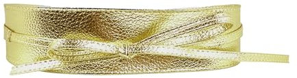 Okaywork Damen Breiter Bindegürtel PU Leder Wickelgürtel, Mode Taillengürtel, Hüftgürtel Kleidgürtel, Dekorativer Gürtel (Gold)