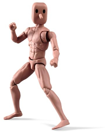 SOUFORCE 1/12 Scale Wide Shoulder Male Action Figure 6in Flexible Notaman Square Head Male Figure Body Doll Miniature Figure with Head Sculpt NT-02W