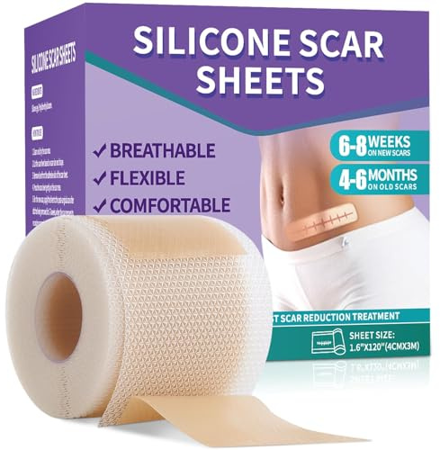 Mitgary Silicone Scar Sheets, Medical Grade Silicone Scar Tape (1.6 x 120), Professional Scar Removal Treatment, Reusable, for Healing Keloids, Surgeries Scars, C-sections, and Burns