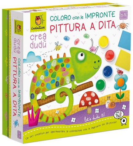 Ludattica | Coloro con le Impronte Pittura a Dita per Bambini 2+ | Kit Creativo con Tempere Superlavabili | Attività Sensoriale ed Educativa | Made in Italy