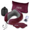 Cozyor Reiseset 4-teilig: Nackenkissen + Schlafmaske + Reisekissen & Reisedecke 2 in 1 + Ohrstöpsel, mit Rucksack-Clip & Kofferbefestigung rot