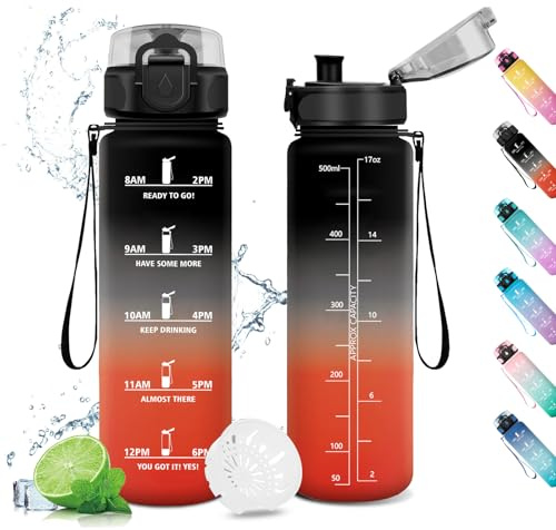 Gourde Enfant, Petite Gourde 500ml, Étanche et Réutilisable, Bouteille d'eau avec Marqueur de Temps et Filtre, sans BPA, pour Enfant, Garçon, Fille, Maternelle, l'école, Sport, Camping, Yoga, Gym