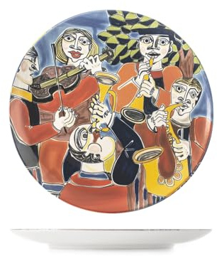 H&H Pablo – Set de 6 Assiettes Plates en Stoneware Décoré, Ø 26 cm, Inspirées des Œuvres de Pablo Picasso, Design Créatif et Unique