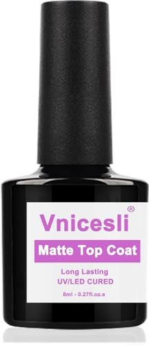 Vnicesli Matte Top Coat Gel UV, No Wipe Top Coat Matt UV Nagellack Soak Off Gellack Gel Geschenk für Nagelstudio DIY Home, 8ml