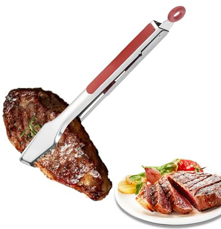 Pinzas de acero inoxidable para servir barbacoa, pinzas para a la parrilla, utensilios de cocina resistentes al calor, pinzas duraderas para alimentos de cocina, abrazadera de agarre de acero