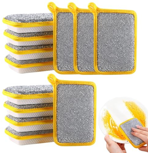Lot de 20 éponges à récurer réutilisables avec brosse double face, torchons super absorbants pour laver les poêles, la vaisselle, les éviers et les surfaces de salle de bain, nettoyage domestique
