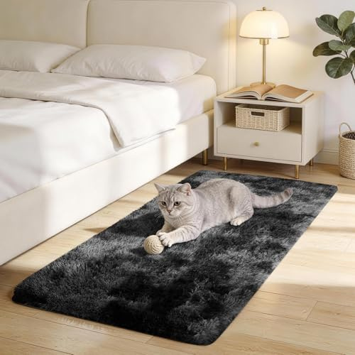 LNZHAO Rugs Living Room – 120x60 CM Black Area Rugs for Bedroom