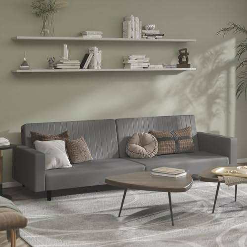 Frdhee Moderno mini sofá sofá sofá esquina sofá sofá cama 2 plazas gris cuero artificial, para sala de estar, dormitorio, fácil de mantener, fácil de montar