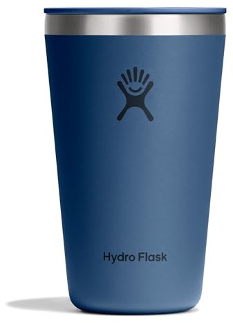 Hydro Flask – All Around Tumbler Press-in Lid 473 ml (16 oz) | Insulated Stainless Steel – Splash & Leak-Resistant, Cupholder Compatible – Keeps Drinks Cold 24hrs & Hot 12hrs – Harbor Blue