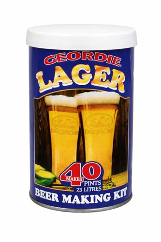 Geordie Beer Home Brew Making Kit, 40 Pints, Homebrew Ingredients Set with Airlock (Geordie Lager)