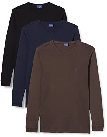 Navigare 114 Maglia intima a maniche lunghe, Multicolore (Grigio/ Nero/ Navi), X-Large (Taglia produttore:6), Pacco da 3, Uomo