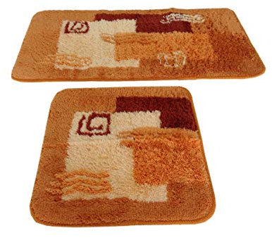 Goodway 2 Teiliges Badematten Set, Badteppich, Mailand, Terra │ Größe: 50x90cm, 50x45cm │rutschhemmend, waschmaschinenfest
