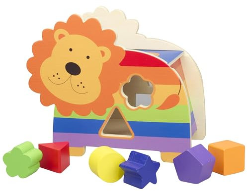 Orange Tree Toys Lion Wooden Shape Sorter - Colourful Blocks for Stacking and Sorting - Educational Toy for 1 Year Old, Toddler - Montessori Early Development & Activity
