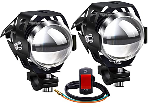 Biqing 2Pcs Luci Anteriori per Moto Con TRAVE ALTO/BASSO,U5 Fari Moto Faretto Anteriore 12V 24V LED Spotlight Faro Supplementare Motocicletta Lampada Antinebbia 6000K con Interruttore