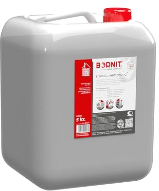 BORNIT Fundamentgrund 5L - ca. 25 m² hochkonzentrierter Haftgrund für Beton Putz Mauerwerk [schnelltrocknend] Tiefengrund Bitumen Anstrich Primer Tiefgrund Wand Sockel Bitumen Voranstrich Abdichtung