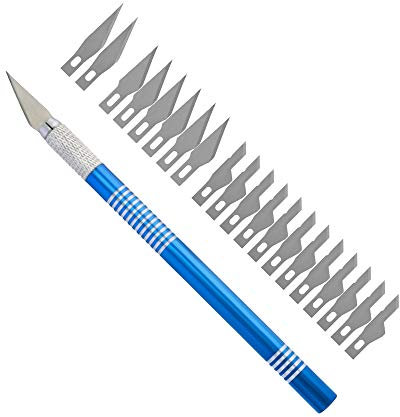Corintian Bastelmesser Skalpell Set mit 20 Ersatzklingen Cuttermesser - Profi Hobbymesser als Werkzeug für Plotter Zubehör und Fondant Messer DIY Set - Premium Cuttermesser Klingen für Bastel-Messer