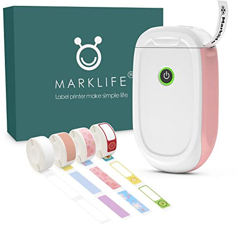 MARKLIFE P11 Impresora portátil de Etiquetas, Impresora térmica portátil de Etiquetas con Cinta Adhesiva, Mini etiquetadora autoadhesiva para el hogar y la Oficina (P11+4 Rollos de Etiquetas, Pink)
