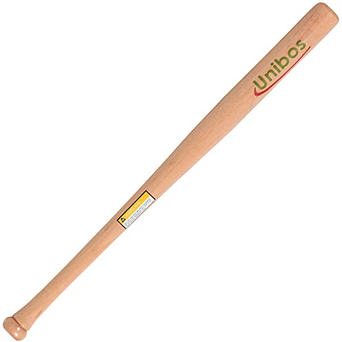 Unibos 28 inch Wooden/Aluminium Baseball Bat Adult Kids Baseball Bat Stick Anti-Slip Long Lightweight for Training and Practise or Self & Home Defence (Wood)