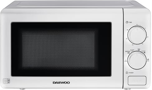 Daewoo Manual Microwave, 20 Litres, 800W, 6 Power Settings Including Defrost, 30 Minute Timer, Cooking End Signal, Viewing Door With Push Open Button, White