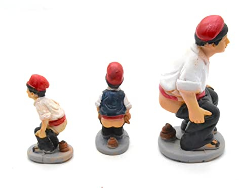 3 x Figura del belén oculto de 11cm y 6.5cm encuentra la figura navideña. el hombre que hace caca. estatuilla cagando. conjunto de escena de natividad, figuras, jesús. 3 reyes. modelos a escala