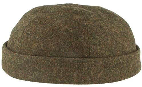 Bullani Docker-Cap Docker-Mütze Seemannsmütze aus 100% Wolle Bequem Hautverträglich 56 Oliv