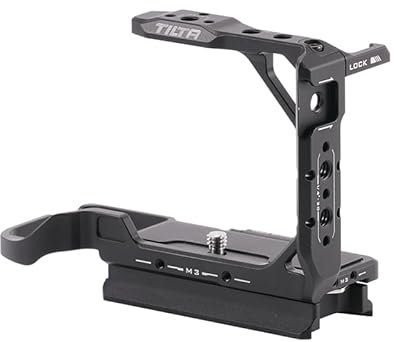 TILTA Demi Cage de caméra Compatible avec Sony ZV-E1 avec récepteur Cold Shoe, Rail NATO, Filetage M3 pour Support d'objectif et Filetage ¼-20 avec Points de repère - Noir TA-T35-HCC-B