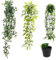 VFANDV Plante Artificielle Tombante 3 Pièces, Fausse Plantes avec Pots Plantes Artificielles Suspendues Extérieure Intérieure Decoration pour Célébration Cuisine Jardin Bureau (Vert + Jaune)