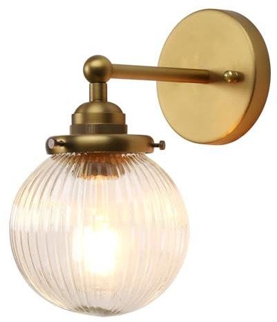 Pathson Vintage Industriel Applique Murale E27 Luminaires Intérieur Abat-jour en Verre Globe Ø15CM Lampe Murale pour Salon,Cuisine, Salle de bain (Antique)