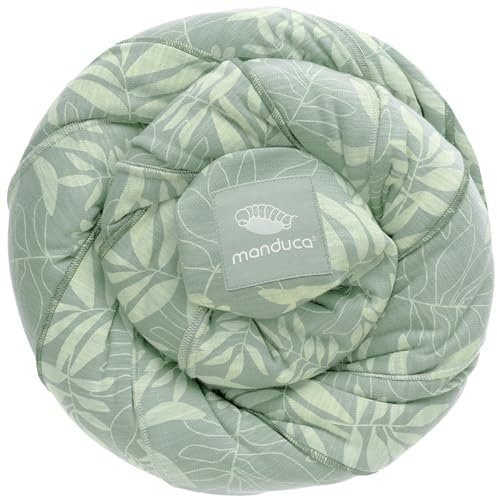 manduca Sling - Babytragetuch - Elastische Babytrage für Neugeborene von der Geburt bis zu 15 kg - Bio-Baumwolle - GOTS zertifiziert - Botanic Green