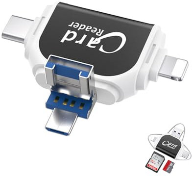 Lector de tarjetas SD TF universal multipuerto 4 en 1, adaptador de tarjeta SD USB, lector de tarjetas de memoria, adaptador multipuerto Plug and Play para iPhone, iPad, Android, laptop y dispositivos