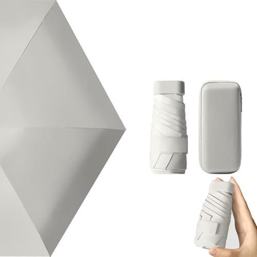 Nnicorns Reise-Mini-Regenschirm Damen, UV-Schutz, Sonnenleicht-Taschenschirme, 6 Rippen Regenschirm Sturmfest mit Kapselhülle, Tragbarer Umbrella für Damen, Mädchen und Kinder(Weiß)