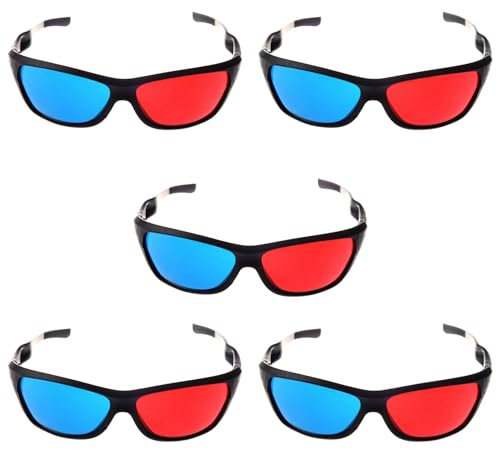 Lckiioy 5X Red-Blue/Cyan Anaglyph Simple Style 3D Glasses 3D Movie Game (Extra Upgrade Style)