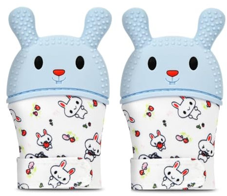 OUDQFCJ Baby Beißhandschuhe mit Beißring Spielzeug, Weicher Beissring Baby, BPA Frei, Beruhigt wundes Zahnfleisch, Handschuhe Beißring Spielzeug für 0-6 Monate Baby