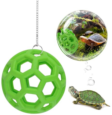 QVFHL Pelota alimentadora de tortuga con cadena, juguete de bola de regalo de tortuga, juguetes de alimentación flotante de silicona para accesorios de tanque de tortugas acuáticas