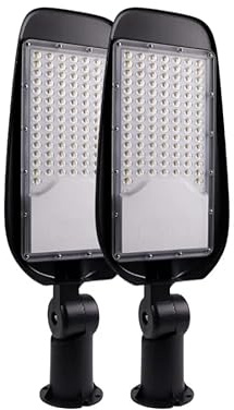 LUXULA LED Straßenlaterne 50W 2 Stück, 5800 Lumen, 5000K Neutralweiß, IP65 Wasserdicht, Mastleuchte, Straßenlampe, Aussenleuchte, Wegeleuchte für Hof, Parkplatz, Einfahrt und Gartenwege