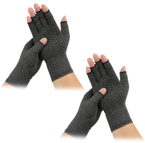 Pevlkawr 2 Pares De Guantes Sin Dedos Para Artritis, Guantes De Compresión Artritis, Antideslizante Y Cómodo, Proporcionar Calor Y Aliviar El Dolor, Para Hombres Y Mujeres
