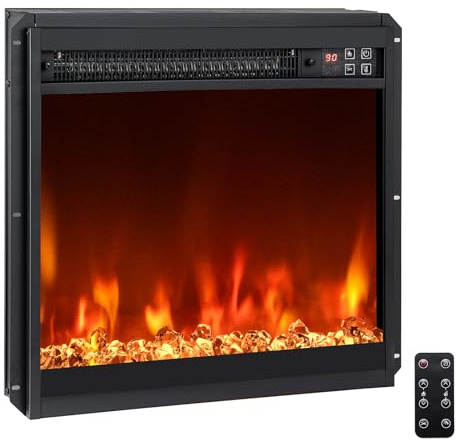 RELAX4LIFE Cheminée Électrique Encastrable 1500W | Cheminee Decorative avec Effet Flamme LED | Chauffage 17-32°C | 8 Couleurs | 3 Luminosités | 5 Vitesses | Minuterie | Thermostat | 37 m² (50x45 cm)