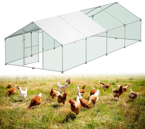 ACXIN 3 x 8 x 2m Hühnerstall mit Tür Schloss Hühnerstall Beschichtetes PE-Schattendach Freilaufgehege Verzinkter Stahlrahmen Hühnerhaus für Hühnerkäfig Geflügelstall Vogelkäfig Kleintiere