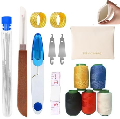 ZenithBurst Kit de couture 25 aiguilles en acier inoxydable avec enfile-aiguille, 5 couleurs de fil à coudre, découseur, dés à coudre, ruban à mesurer et boîte de rangement, accessoires de couture