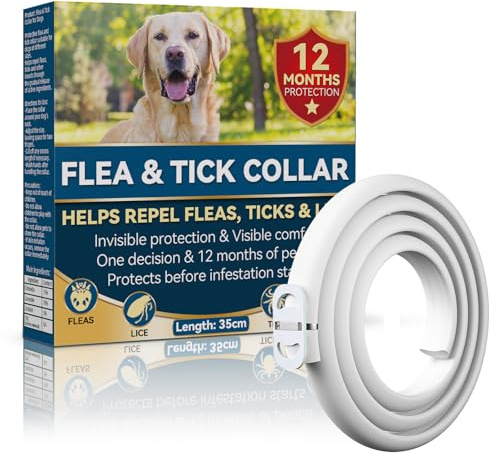 Halldeli Collar Antiparasitario para Perros 65 cm – Protección contra Pulgas, Garrapatas e Insectos hasta 12 Meses – para Perros de Todos los tamaños – Impermeable y Ajustable