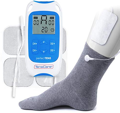 TensCare Perfect TENS – Dispositivo TENS con Calcetines Conductores (EU 37–42) para Dolor de Pies, Artritis y Mejora Circulación, 2 Canales