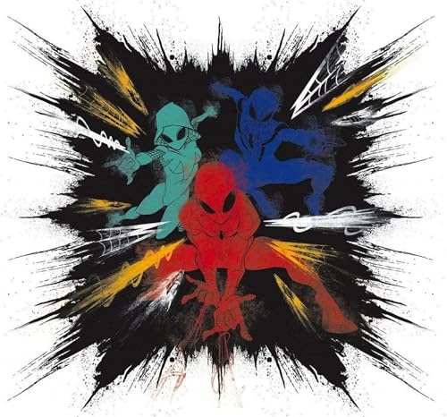 Komar Fleece fototapet – Spider-Man Color Explosion – storlek: 300 x 280 cm (bredd x höjd) – marvel, ungdomsrum, barnrum, tapet – IADX6-080