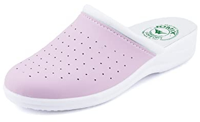 JOMIX Zuecos Sanitarios Mujer Chanclas Sanitarias Cómodas Ortopédicas Ligeras Transpirables, A Rosa, 41 EU