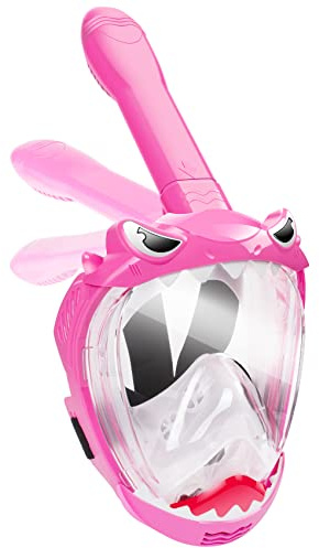 Zipoute Snorkel Full Face Snorkel Mask for Kids, Kids Snorkeling Set 180 Degree Panoramic View, Safe Anti-Leak Anti-Fog, Foldable Dry Top Snorkeling Gear for Kids Adult