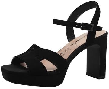 Tamaris Damen Sandalette mit Blockabsatz Leder, schwarz, 35 EU