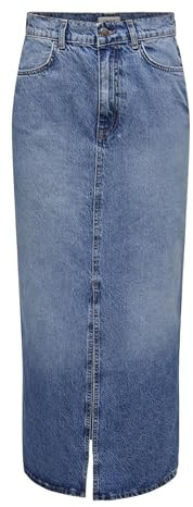 Only Falda de Mezclilla para Mujer Falda Larga de Cintura Media, Medio De Mezclilla Azul, S
