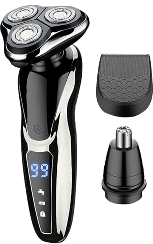Afeitadoras eléctricas para hombre, maquinillas de afeitar eléctricas para hombres, afeitadoras eléctricas inalámbricas, afeitadoras eléctricas rotativas para hombres, recargables, en húmedo y seco