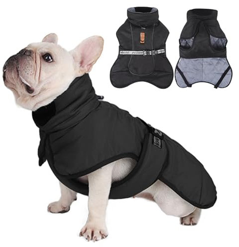 Janety Manteau pour Chien, Manteaux d'hiver pour Chiens Coupe-Vent et Chaud avec Bandes réfléchissantes, Veste pour Chien de Grand Chiot et Chiens de Petite et Moyenne Taille Noir XL